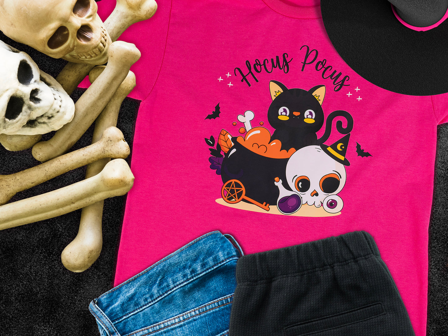 Black Cat and Bones Hocus Pocus - Youth Shirt - Unisex